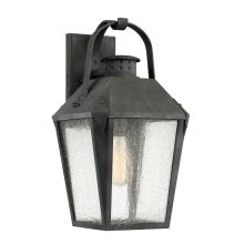 Carriage Single Light 19" Tall Outdoor Lantern Style Wall Sconce with Seedy Glass Shade