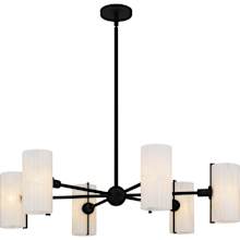 Curran 6 Light 36" Wide Chandelier with Ribbed Swirl Glass Shades