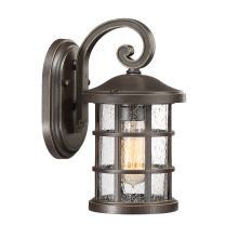 Crusade Single Light 11" Tall Outdoor Lantern Style Wall Sconce with Seedy Glass Shade