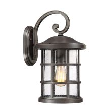 Crusade Single Light 18" Tall Outdoor Lantern Style Wall Sconce with Seedy Glass Shade