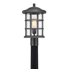 Crusade Single Light 17" Tall Outdoor Lantern Style Post Light with Seedy Glass Shade
