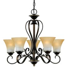 Duchess 5 Light 25" Wide Uplight Chandelier with Grey Marble Glass