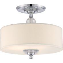 Downtown 3 Light 17" Wide Semi Flush Ceiling Fixture with Fabric Drum Shade