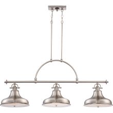 Emery 3 Light 52-1/2" Wide Linear Chandelier with Metal Warehouse Shades