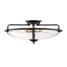 Griffin 4 Light 21" Wide Flush Mount Bowl Ceiling Fixture with Seeded Glass Shade