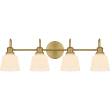Hinton 4 Light 31" Wide Bathroom Vanity Light with Etched Opal Shades