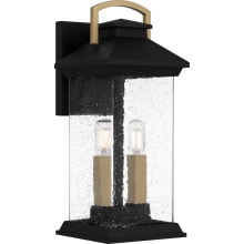 Henderson 2 Light 16" Tall Outdoor Wall Sconce with Seedy Glass Shade