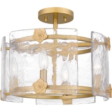Jolie 4 Light 16" Wide Semi-Flush Drum Ceiling Fixture with Textured Glass Shade