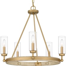 5 Light 24" Wide Pillar Candle Style Chandelier