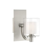 Kolt Single Light 5" Wide LED Bathroom Sconce with Outer Clear Glass and Heavy Sand Blast Inner Glass