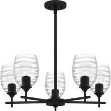 Lucy 5 Light 25" Wide Chandelier with Optic Glass Shades