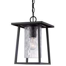 Lodge 1 Light 10" Wide Outdoor Pendant Lantern with Clear Hammered Glass