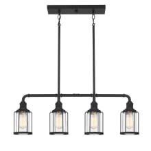Ludlow 4 Light 34" Wide Linear Chandelier with Clear Glass Shades