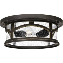 Marblehead 2 Light 13" Wide Outdoor Flush Mount Ceiling Fixture with a Glass Shade