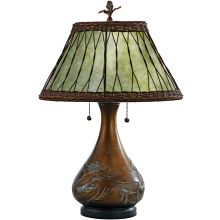 Mica 2 Light 25" Tall Table Lamp with Soft Green Mica Shade