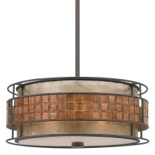 Laguna 3 Light Drum Pendant with Oyster Mica And Mosaic Tile Shade