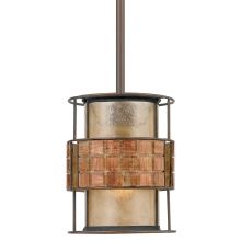 Laguna 1 Light Mini Pendant with Oyster Mica And Mosaic Tile Shade