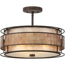 Laguna 3 Light 16" Wide Semi-Flush Ceiling Fixture with Mica And Mosaic Tile Shade