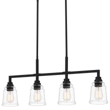 McIntire 4 Light 34" Wide Linear Chandelier with Seedy Glass Shades