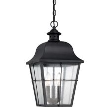 Millhouse 3 Light 10" Wide Outdoor Taper Candle Pendant with Seeded Glass Panels