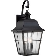 Millhouse 3 Light 22" Tall Outdoor Wall Sconce with Seeded Glass Panels