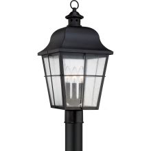 Millhouse 3 Light 21-1/2" Tall Outdoor Single Head Post Light with Seeded Glass Panels