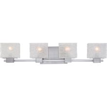Melody 4 Light 33" Wide Reversible Bathroom Vanity Light with Mottled Textured Glass