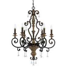 Marquette 6 Light 28" Wide Candle Style Chandelier with Crystal Accents