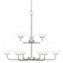 Nielson 9 Light 29" Wide Chandelier with Etched Opal Shades