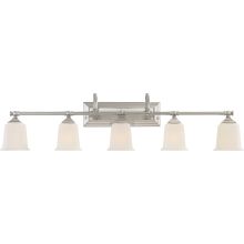 Nicholas 5 Light 42" Wide Bathroom Vanity Lights with Patterned/Etched Glass