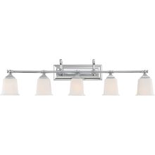 Nicholas 5 Light 42" Wide Bathroom Vanity Lights with Patterned/Etched Glass