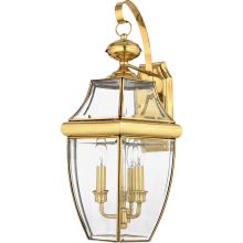 Newbury 3 Light 23" Tall Outdoor Wall Sconce with Clear Glass