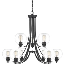 Pruitt 9 Light 34" Wide Chandelier with Clear Glass Shades