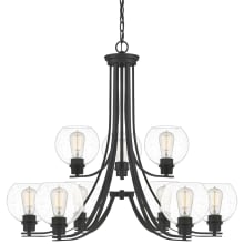 Pruitt 9 Light 34" Wide Chandelier with Seedy Glass Shades