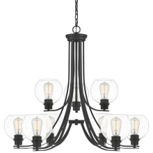 Pruitt 9 Light 34" Wide Chandelier with Seedy Glass Shades