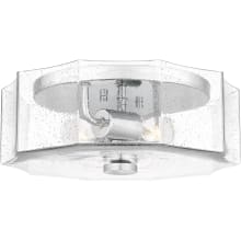 Kaplan 2 Light 14" Wide Semi-Flush Drum Ceiling Fixture with Seedy Glass Shade