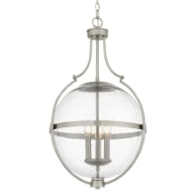 Chicago 3 Light 18" Wide Taper Candle Pendant with Seedy Glass Shade