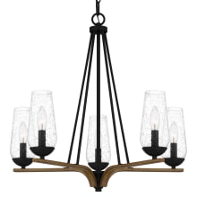 Rochester 5 Light 25" Wide Taper Candle Style Chandelier with Seedy Glass Shades