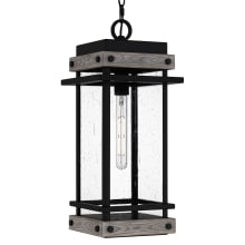 Strader 10" Wide Wood Outdoor Mini Pendant with Seedy Glass Shade