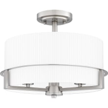 Seymour 3 Light 15" Wide Semi-Flush Drum Ceiling Fixture with Etched Opal Ribbed Glass Shade