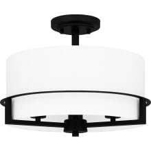 Seymour 3 Light 15" Wide Semi-Flush Drum Ceiling Fixture with Etched Opal Ribbed Glass Shade