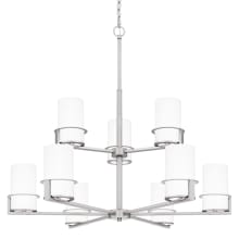 Seymour 9 Light 33" Wide Chandelier with Ribbed Etched Opal Glass Shades