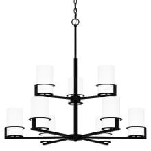 Seymour 9 Light 33" Wide Chandelier with Ribbed Etched Opal Glass Shades