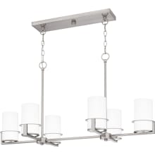 Seymour 6 Light 36" Wide Linear Chandelier with Ribbed Etched Opal Glass Shades