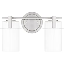 Seymour 2 Light 14" Wide Bathroom Vanity Light with Ribbed Etched Opal Glass Shades