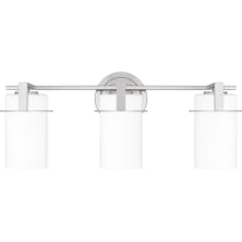 Seymour 3 Light 22" Wide Bathroom Vanity Light with Ribbed Etched Opal Glass Shades