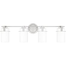 Seymour 4 Light 31" Wide Bathroom Vanity Light with Ribbed Etched Opal Glass Shades