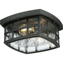 Stonington 2 Light 12" Wide Flush Mount Outdoor Ceiling Fixture with Glass Square Shade