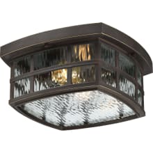 Stonington 2 Light 12" Wide Flush Mount Outdoor Ceiling Fixture with Glass Square Shade