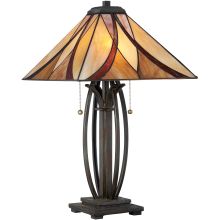 Asheville 2 Light 25" Tall Table Lamp with Tiffany Glass Shade